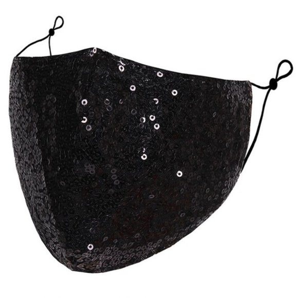 Blush & Belle Accessories - 2/$16 Black Sequin Re-usable Face Mask
